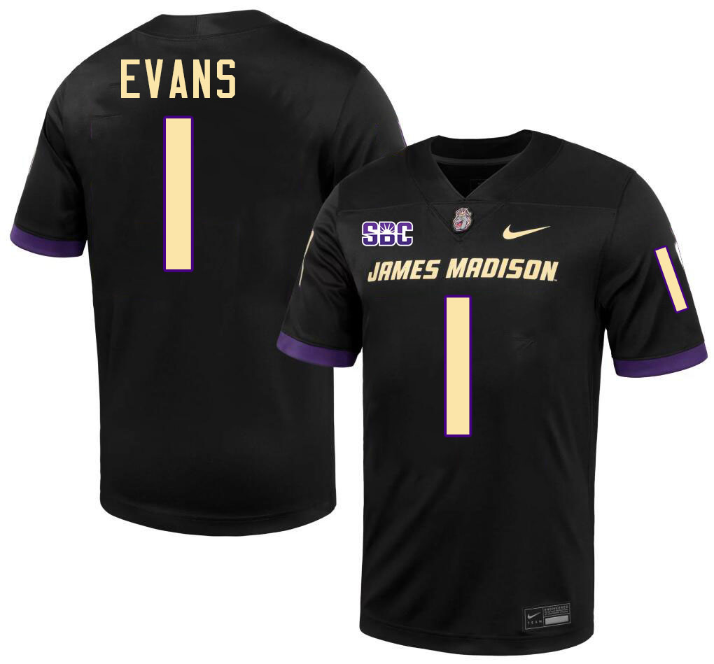 #1 JC Evans JMU Jersey,James Madison Dukes Football Jerseys Stitched-Black #1 JC Evans JMU Jersey,James Madison Dukes Football Jerseys Stitched-Black